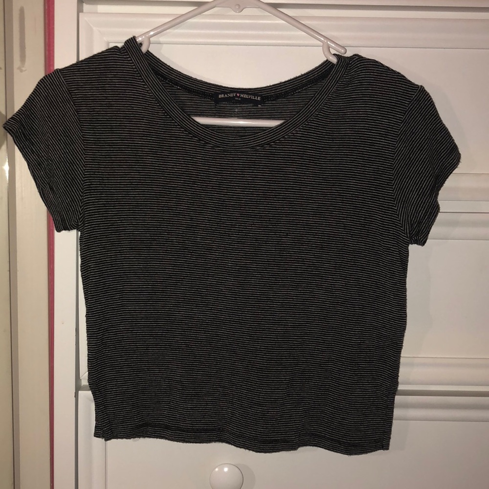 Brandy Melville black and gray striped crop top